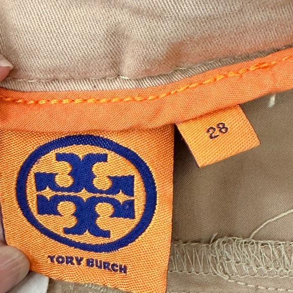 Tory Burch Khaki Tan Cargo Pants Women Size 28 Cinch Waist Drawstring Hem - Picture 2 of 10